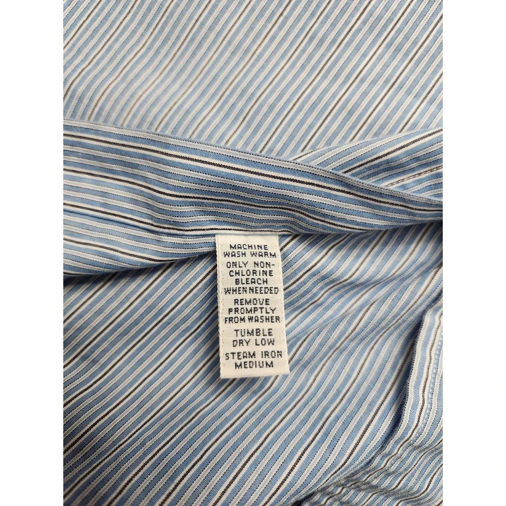 Polo Ralph Lauren Shirt‎ Mens 17.5 32 33 Blue White Stripe Alcott Tab Collar